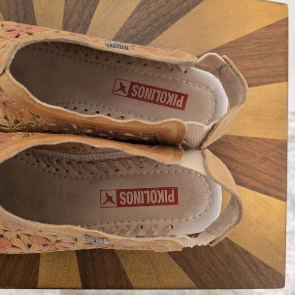 Pikolinos Women 36 Romana Leather Shoes Sandals Floral Pink Boho Cottage Western - Picture 6 of 13